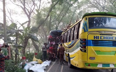 "5 Killed in Faridpur Bus Collision"