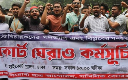 Students surround HC, demanding resignation of 'pro-AL fascist judges'