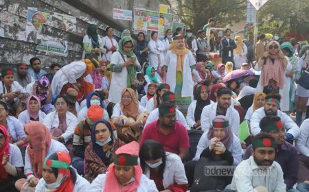 Trainee Doctors Stage Blockade at Shahbagh Once Again, Demanding Increased Allowance