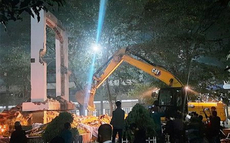 The mural of Bangabandhu in Sylhet has been destroyed