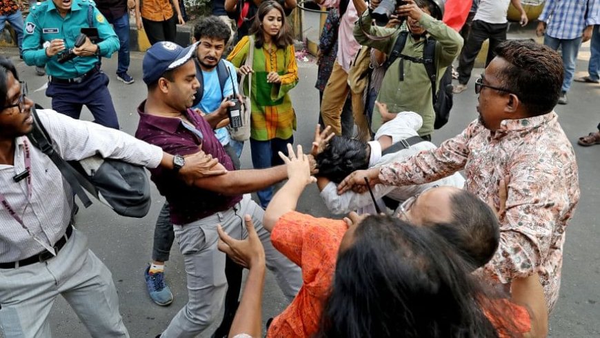 Police confront anti-rape protesters outside Hotel InterContinental