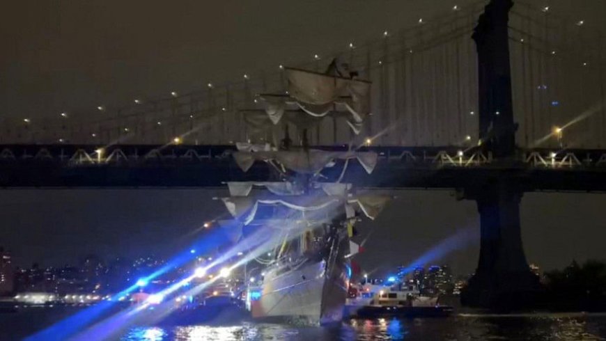 Mexican Navy Training Ship Collides with Brooklyn Bridge in New York
