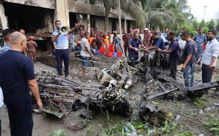 Fire service concludes rescue operation at aircraft crash site in Uttara