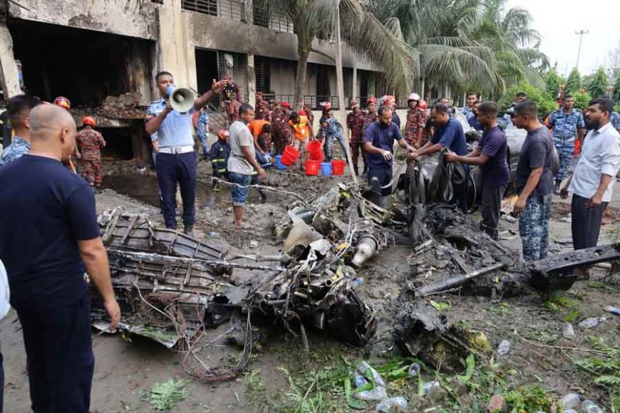 Fire service concludes rescue operation at aircraft crash site in Uttara