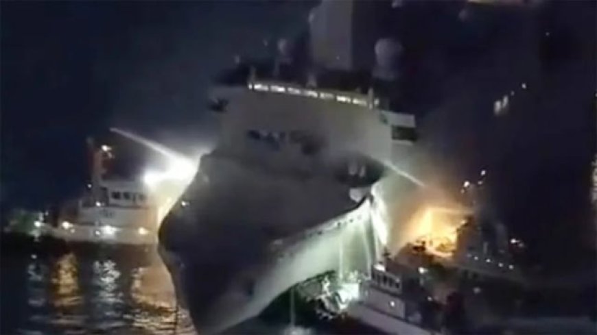 A US Navy vessel burned for 12 hours off the coast of Japan