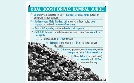 Uninterrupted coal deliveries have enabled the Rampal power plant to achieve record electricity generation