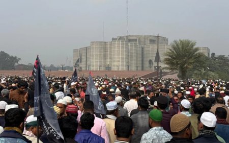 All roads are converging on Manik Mia Avenue as people gather to bid a final farewell to Khaleda Zia