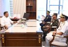 Chiefs of the three armed services pay a courtesy call on the Prime Minister
