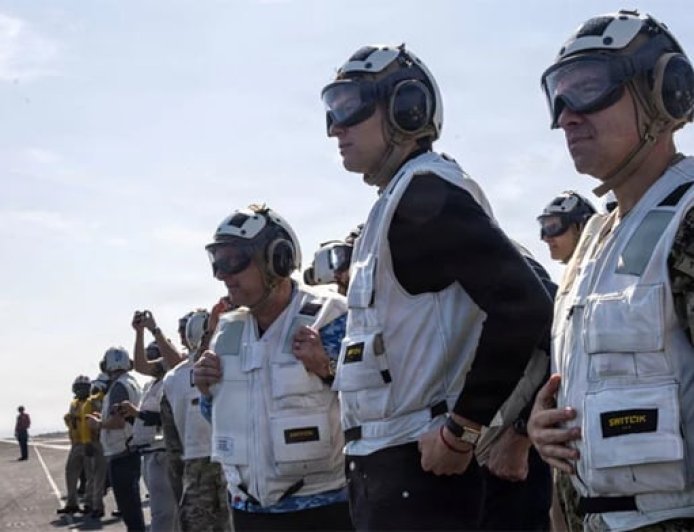 Top Trump administration Iran negotiators visit US aircraft carrier in the Middle East