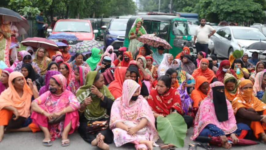 Garment workers block Tejgaon road demanding unpaid wages, causing traffic disruption