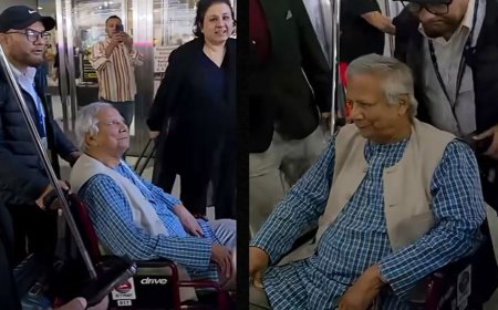 Yunus Confronted with ‘You Destroy Democracy’ Slogan at New York Airport