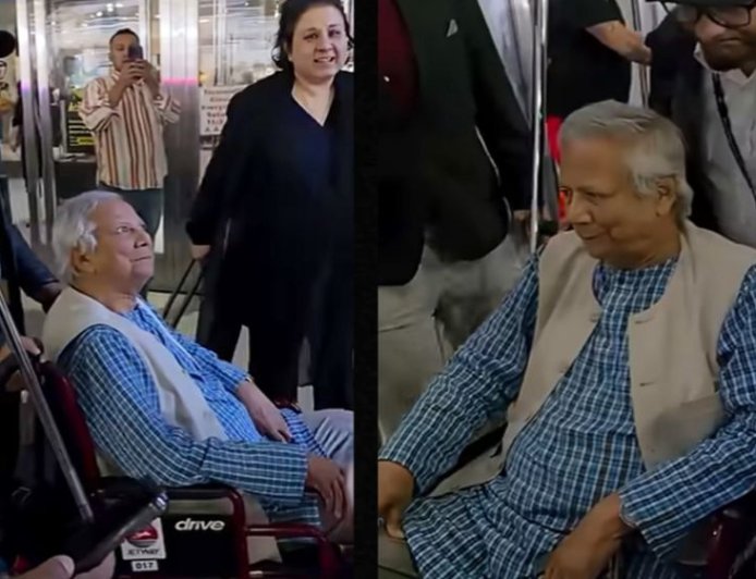 Yunus Confronted with ‘You Destroy Democracy’ Slogan at New York Airport